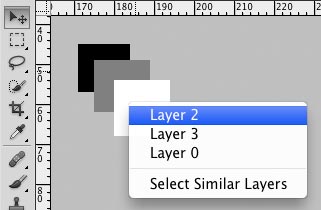 screenshot showing layer select context menu
